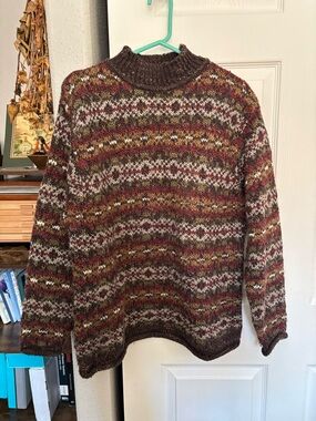 Carolyn Taylor Multicolor Fair Isle Crewneck Sweater - Brown, Green, Red
